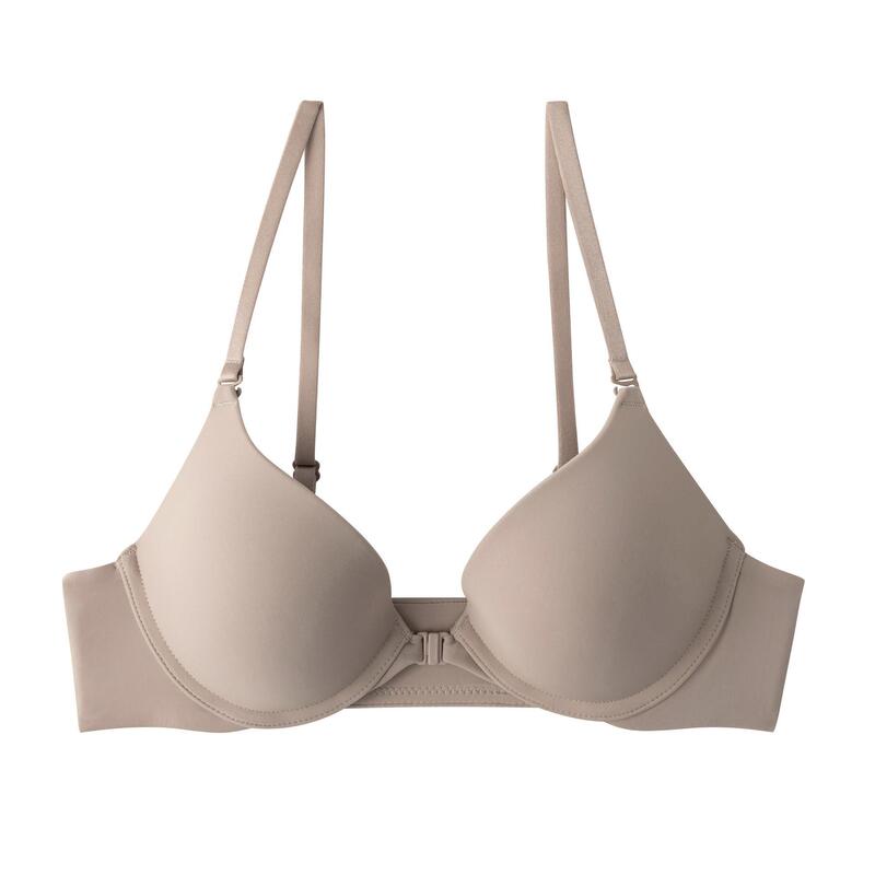 European and American Deep V Glossy Seamless Underwear Women's Thin Cotton Front Buckle Soft Steel Ring Bra Small Chest Push-up Anti-sagging Bra Bra