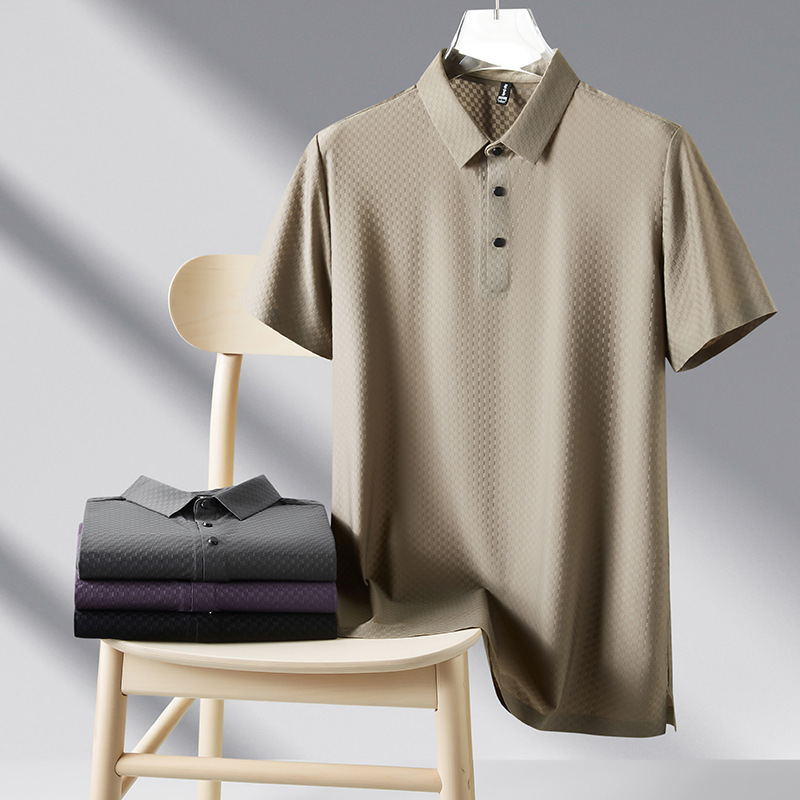 Polo da uomo a maniche corte camicia casual con colletto_voghion.com