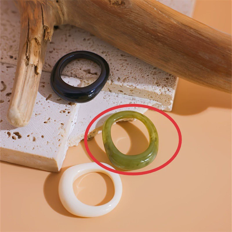 Кольцо (Korea ACC) Acrylic One-Size Chunky Ring для указательного пальца, цветной мраморный узор