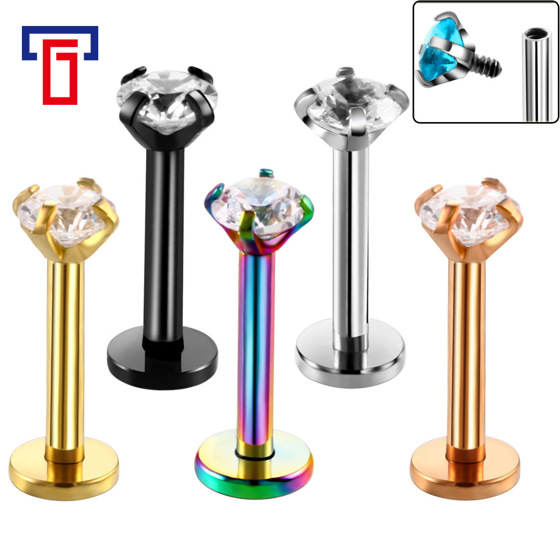 Pointed titanium steel lip stud product view