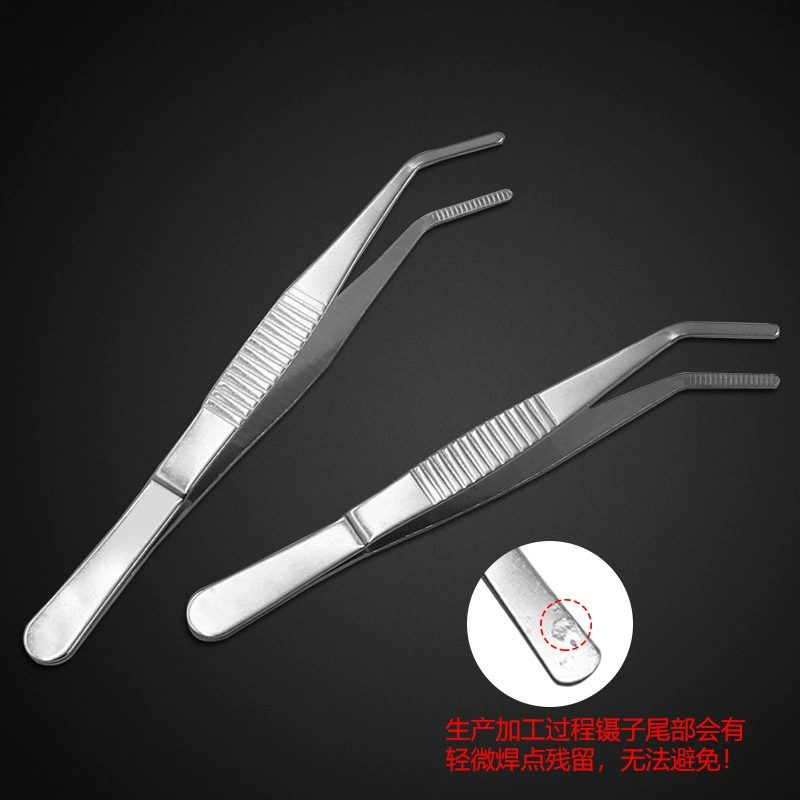Stainless steel tweezers, thickened tweezers with round head, toothed tweezers, straight elbow clamp, garden landscape clamp