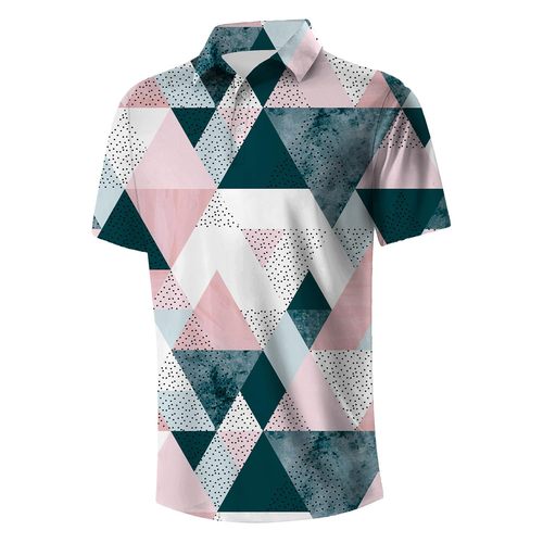 Men's Golf Shirt Short-Sleeve Fun Print Golf Polo Shirt Lightweight Dry-Cool Quick-Dry Collar Golf