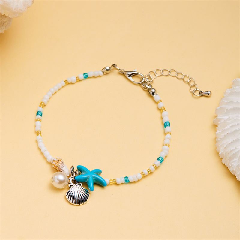 14g Weight Shell Pendant Material Bracelets Classification Seed Bead Chain Material 1 Piece Quantity Holiday, Daily Occasion Seed Bead, Shell Material Starfish, Pearl, Shell Pattern Women's Gender Marine Style Style Marine Style Starfish Pearl Shell Seed Bead Shell Wholesale Bracelets 3