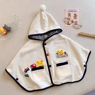 Children's Windproof Shawl Autumn and Winter Miki Japanese Children's Wear Baby Boys and Girls Hooded Poncho Cute Poncho