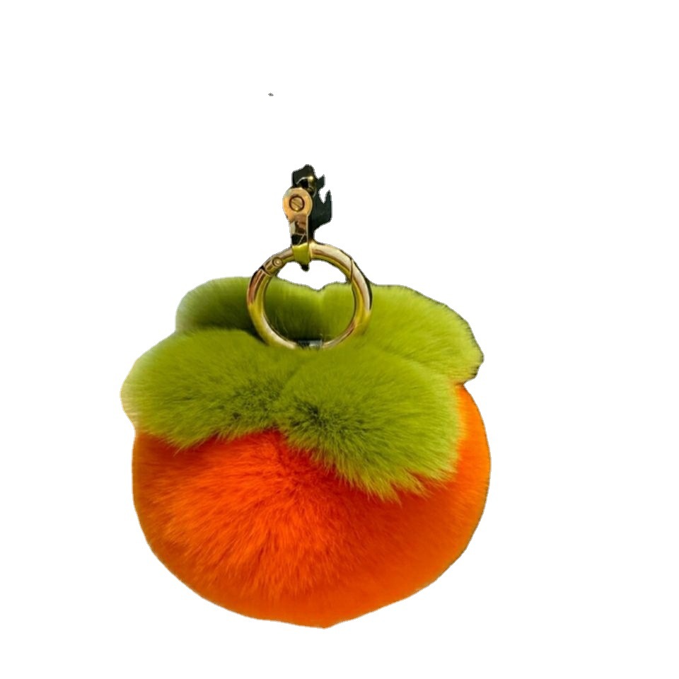 Piel de conejo Rex imitación peludo dibujos animados caqui coche llavero colgante ins estilo felpa bolsa regalo