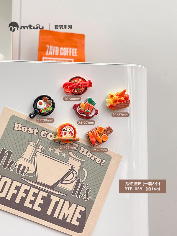抖音と同じスタイルの青島冷蔵庫マグネット栓抜き、夏のバーベキュー、ザリガニ料理、冷蔵庫用マグネットメッセージボード|undefined