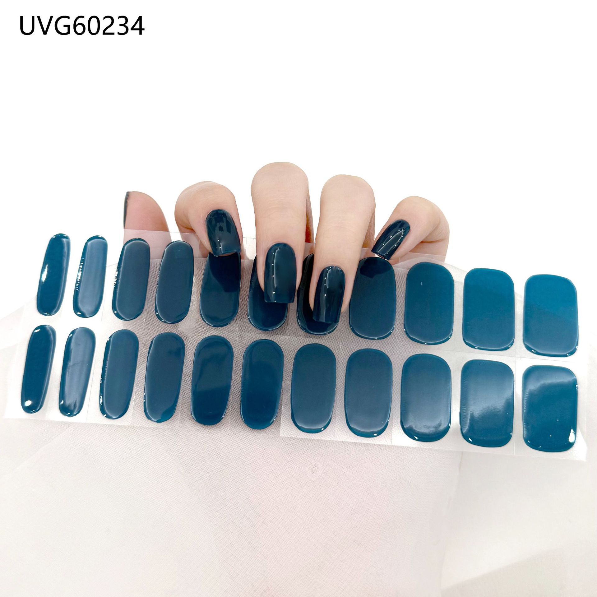 Pegatinas de uñas de gel UV transparentes efecto hielo, semicuradas, con lámina dorada, fototerapia, efecto película de aceite