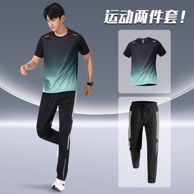Trajes deportivos para hombres para correr otoño delgado ropa de secado rápido mangas largas pantalones largos casuales 2024 nuevo ciclismo fitness