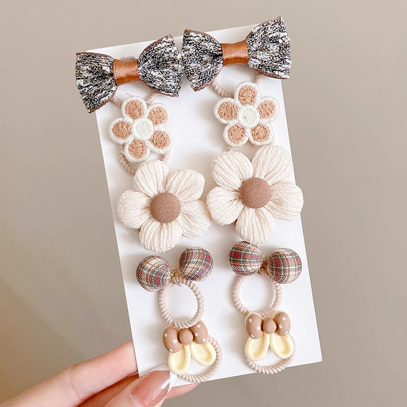 Bebé atado pequeño anillo de cabello no lastimar el cabello pequeña banda de goma de verano para niños de flores trituradas mariposa atada joyería de cabello de cola de caballo