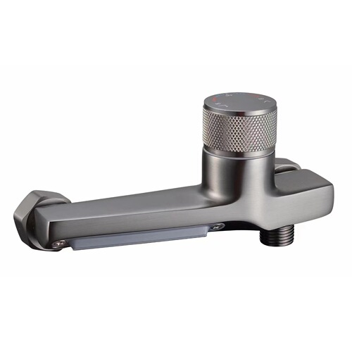 Gun gray all-copper mixing valve hot and cold bathtub faucet exposed waterfall shower triple faucet shower set