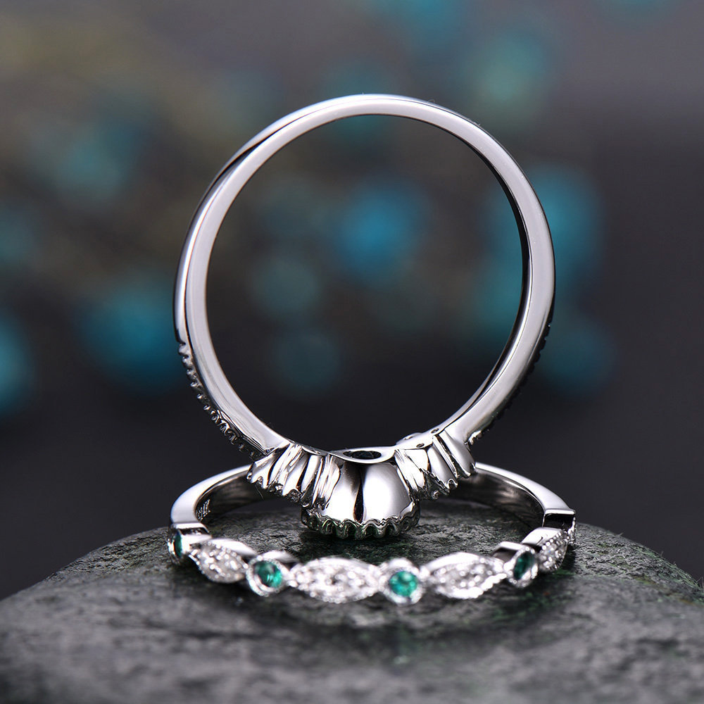 Zircon Women's Ring Copper Plated With Green And Blue Gemstones_voghion.com