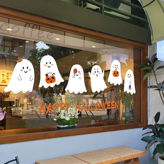 跨境万圣节装饰静电贴纸HALLOWEEN节日恶魔氛围布置橱窗贴门贴画