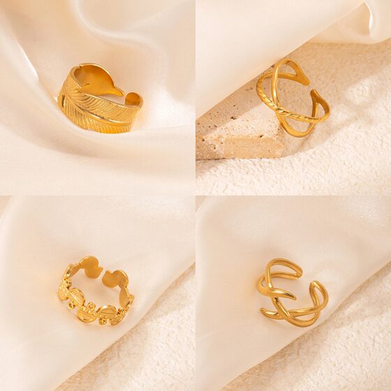 High-grade titanium steel ring light luxury 18k gold plated simple Joker creative niche opening stainless steel ring wholesale