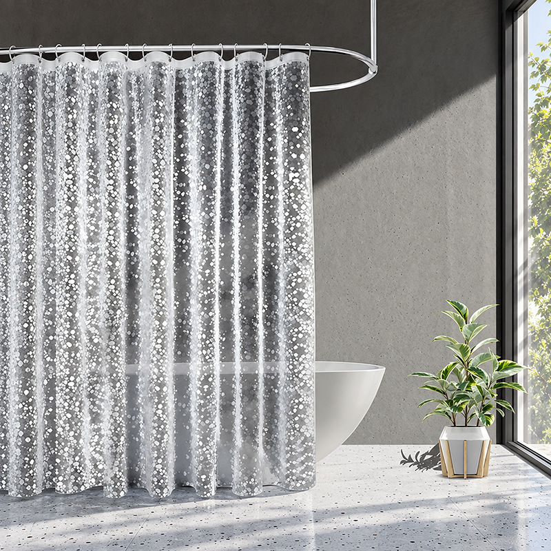 Cross-border solid color 3D texture shower curtain waterproof mildew-proof bathroom non-perforated toilet partition curtain