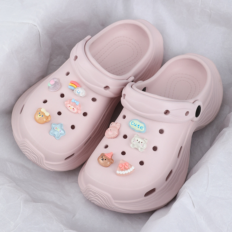 Girl's Heart Cute Cartoon Accessories Hole Shoes Women's Summer Dung-feeling Eva Non-slip Toe Sandals Sandals Ins