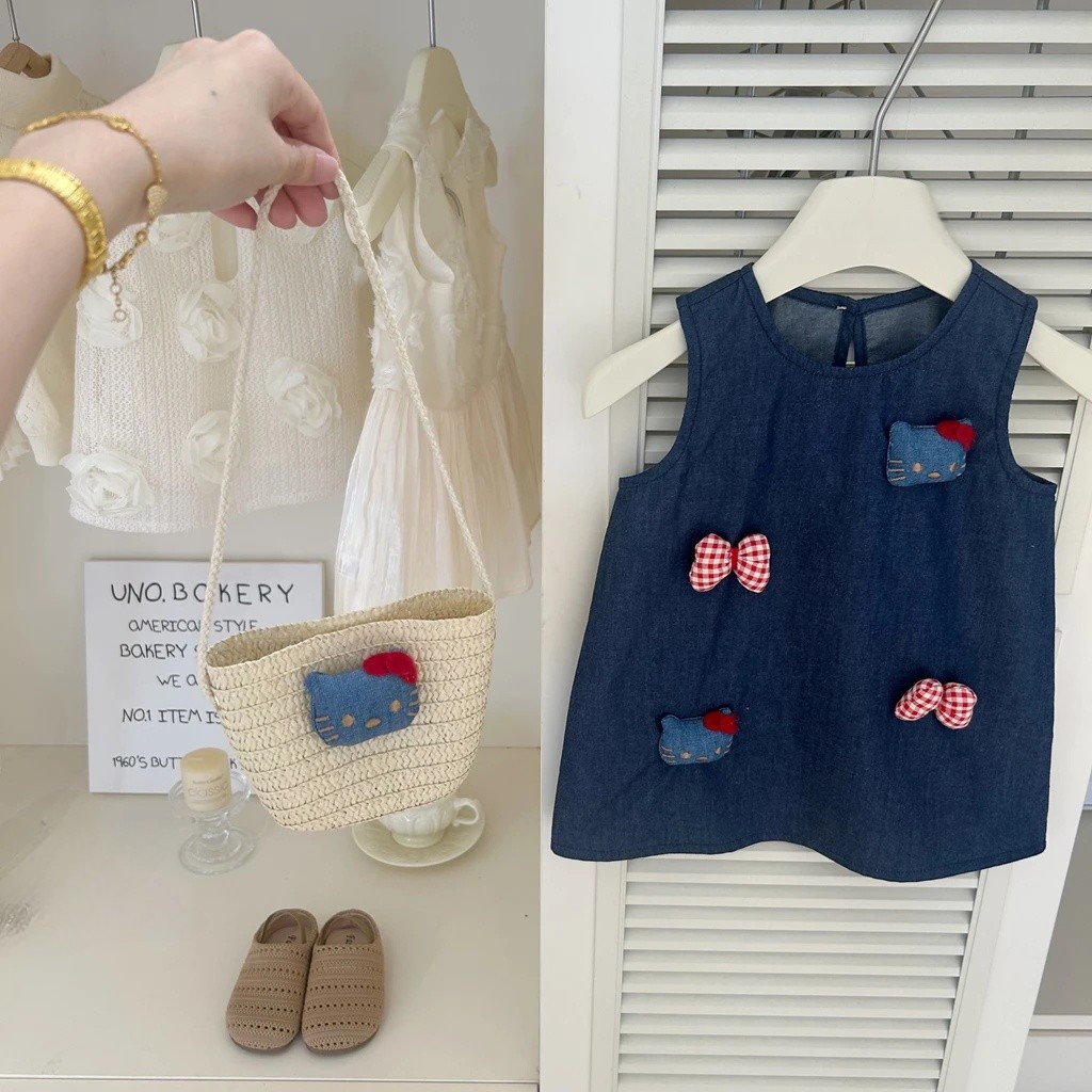 [Xianning Seven] Niñas verano nuevo estilo chaleco de mezclilla falda moda estilo occidental falda casual vestido de princesa marea