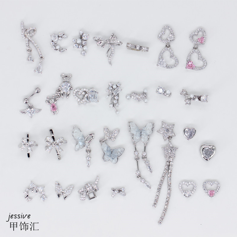 Sophisticated nail decoration for manicure with zircon with tassels