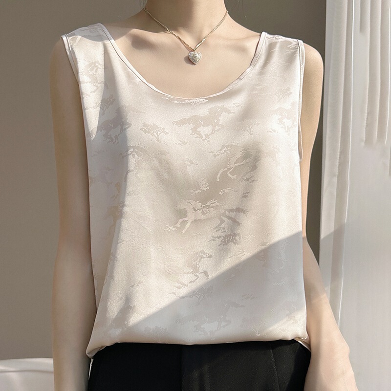 Women's Vest Base Layer Elegant Suit Inner Wear Summer Fashion Loose Women's Trendy New Versatile Printed Round Neck 2025