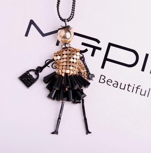 Japanese and Korean Style Woolen Chain Crystal Jewelry Pendant Long Necklace Girl's Necklace Accessory Pendant Body Chain Neck Decor