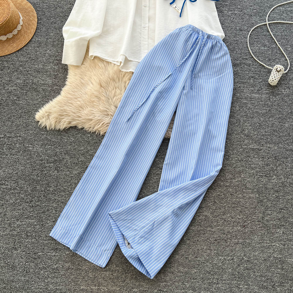 Women's White Shirt And High Waisted Wide Leg Pants Two Piece Set For Autumn Casual Sophisticated Wear_ecoleips.com