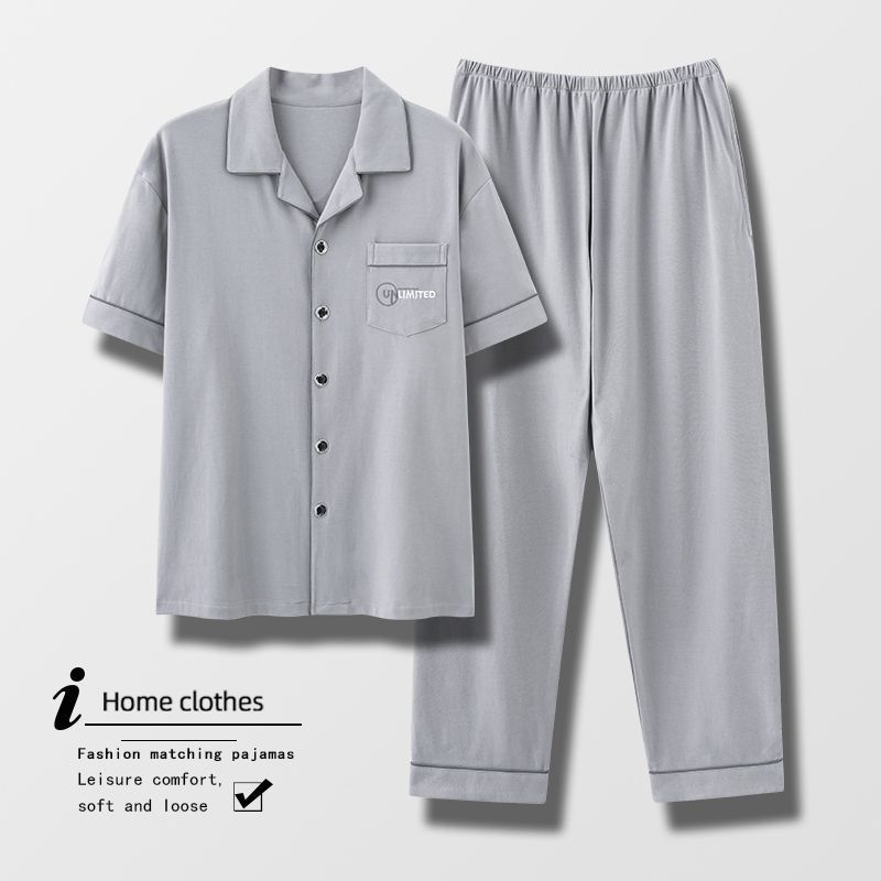 100% pijamas pantalones de algodón de manga corta de verano para hombres ropa para el hogar traje de verano Delgado suelto más tamaño