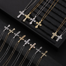 欧美时尚百搭铜锆石电镀真金十字架项链吊坠女小众设计高级感锁骨