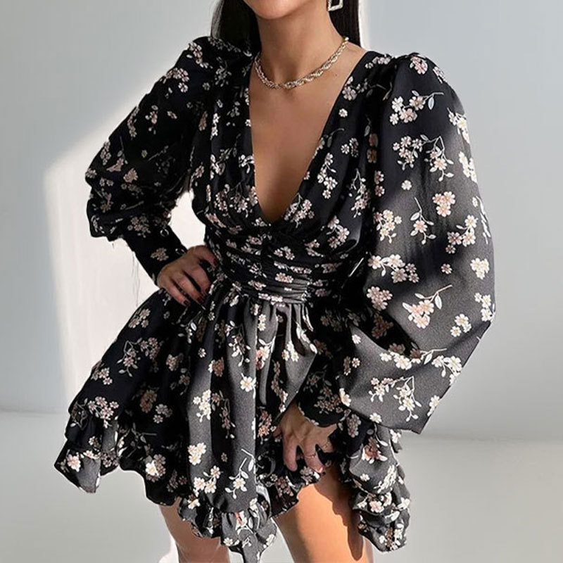 Spring Women's Elegant And Simple Floral Dress For Commuting_ecoleips.com