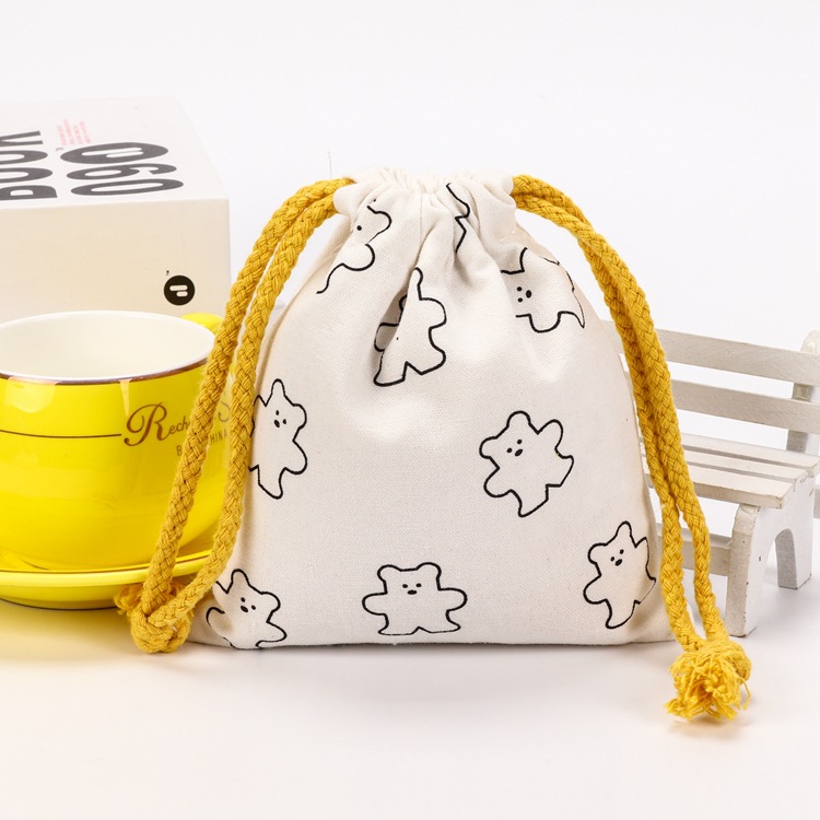 帆布束口袋 双肩抽绳背包袋diy手提饰品收纳购物棉布袋