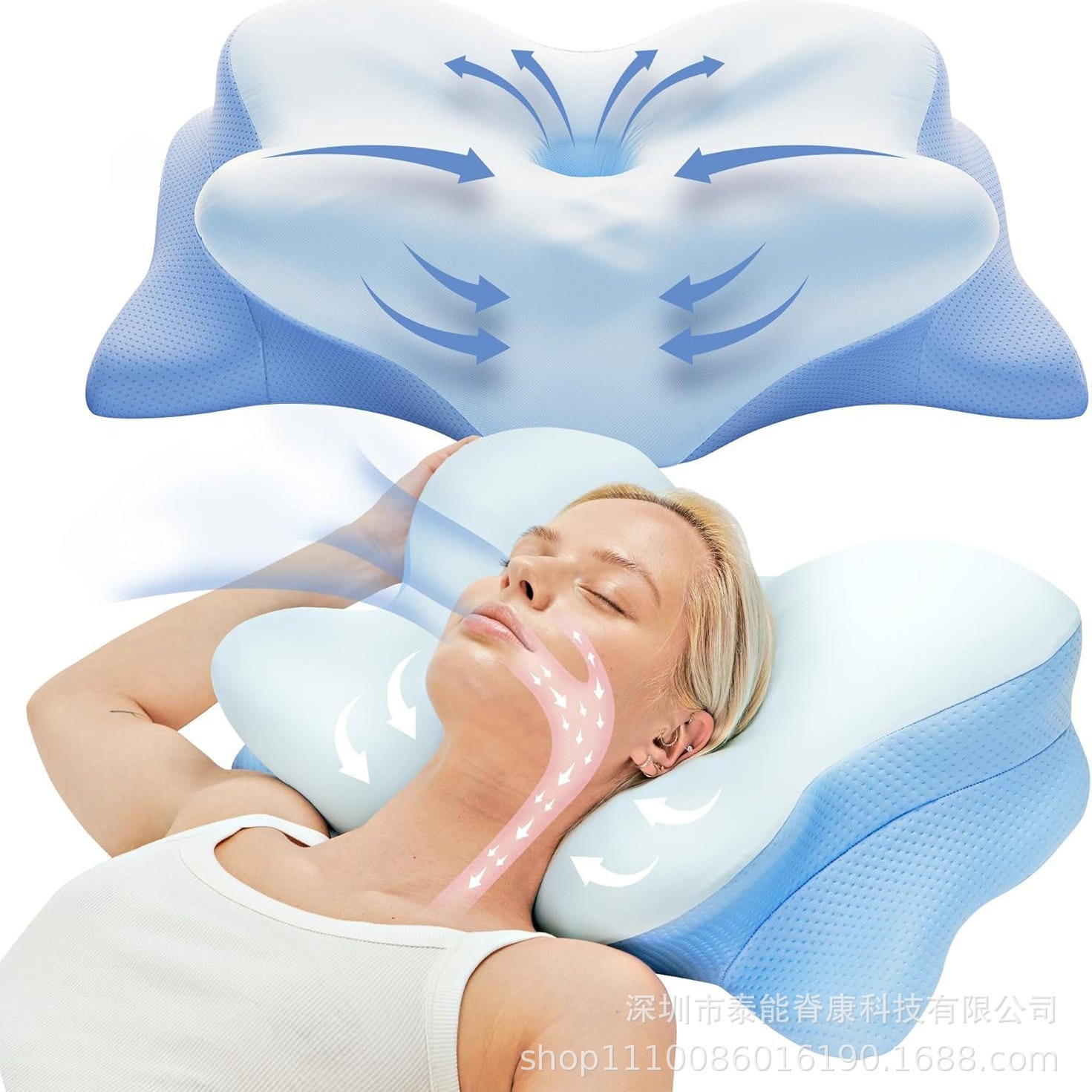 OEM personalizado memoria de algodón explosión tipo mariposa almohada de tracción cervical transfronteriza almohada de tracción ergonómica función de protección del cuello dormir lateral image 6