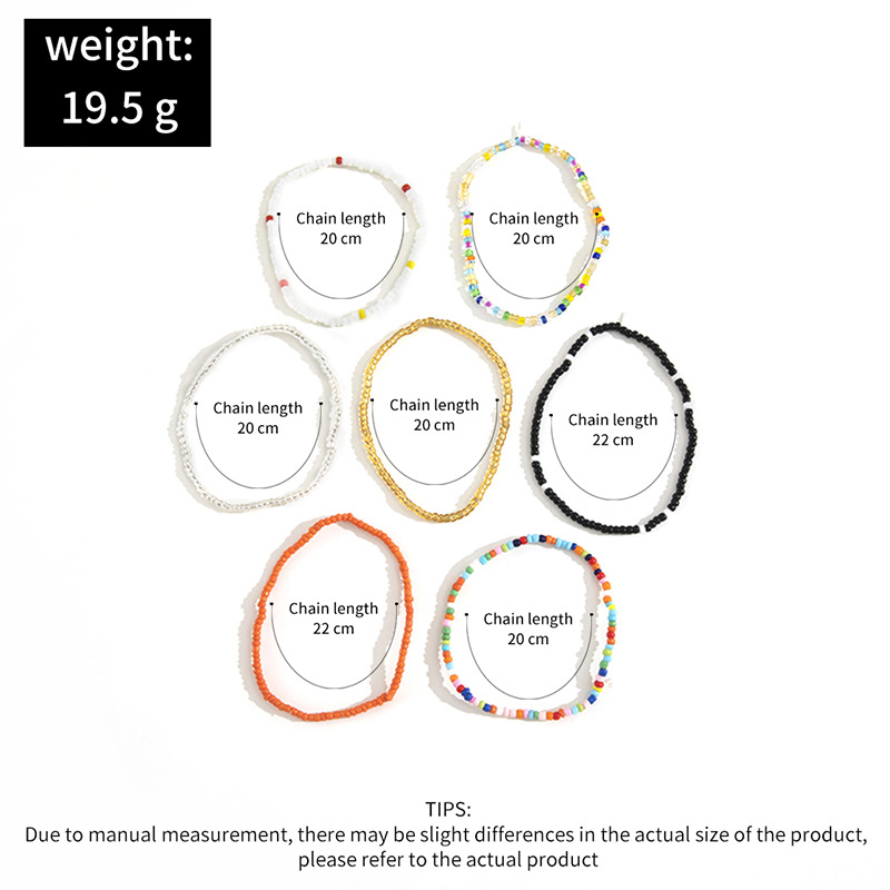 Fashion bohemian mix colorful rice beads anklet seven-piece set