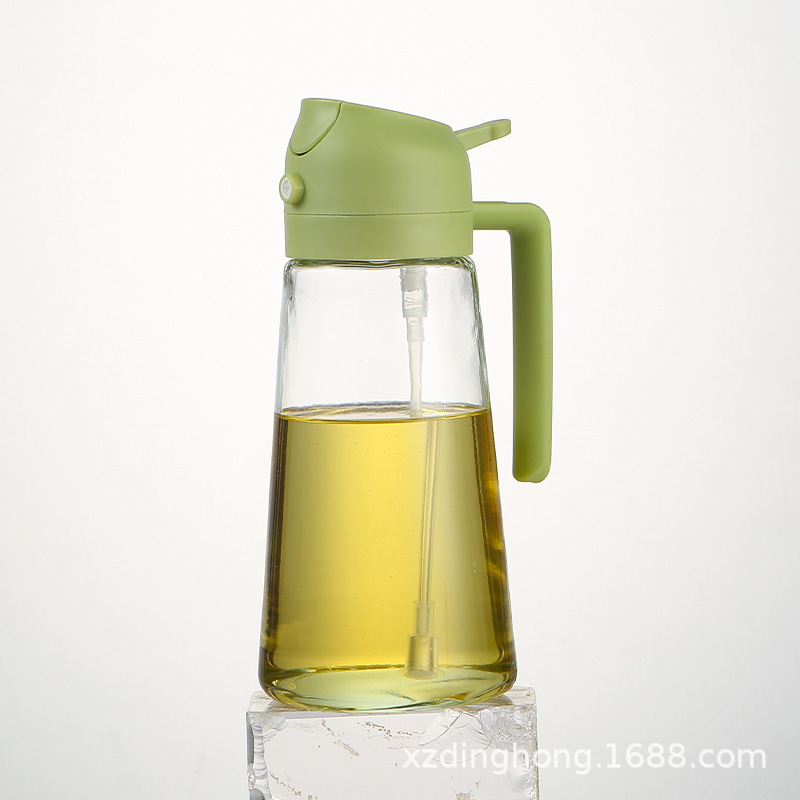 Botella de pulverización de aceite doméstica sin colgar aceite de dos propósitos de apertura y cierre automático para pulverización de aceite comestible pulverizado y control de aceite