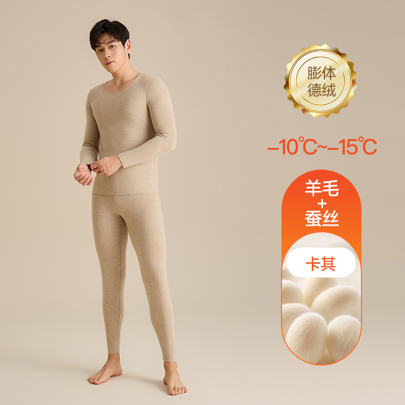 【10A抗菌】オウィジ シルク膨張型デロン保温下着 レディースセット 裏起毛秋服・秋パンツ メンズ