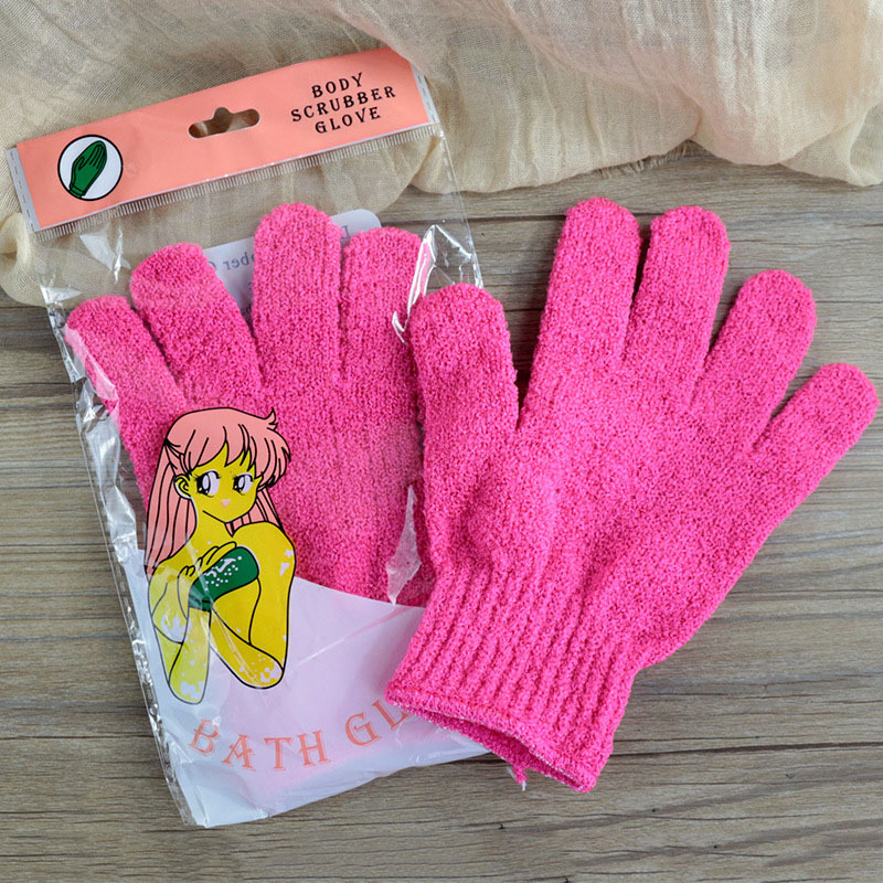 Guantes de baño de cinco dedos creativos toallas de nylon guantes exfoliantes al por mayor toallas de toallas de doble cara toallas de espalda
