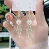 Crystal, fashionable demi-season earrings, 2024 years, cat's eye, internet celebrity, bright catchy style