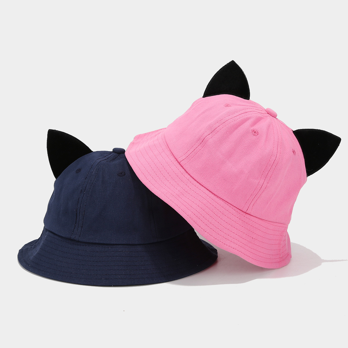 Marca de moda coreana de dibujos animados pequeño diablo oreja cúpula color sólido sombrero de pescador estilo universitario infantil lindo sombrero casual para el sol image 4
