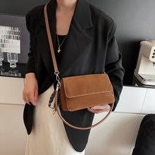 冬季高品质轻奢女包时尚潮流磨砂皮绒双肩带拆卸单肩包气质斜挎包