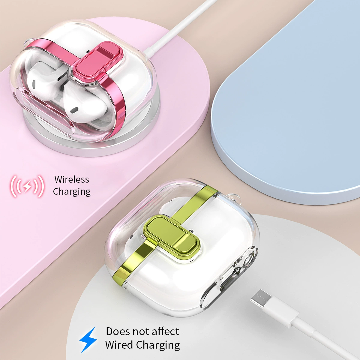Подходяще для Samsung Galaxy Buds3/Buds3 Pro 2024 универсальная прозрачная электроплакированная металлическая защита замка