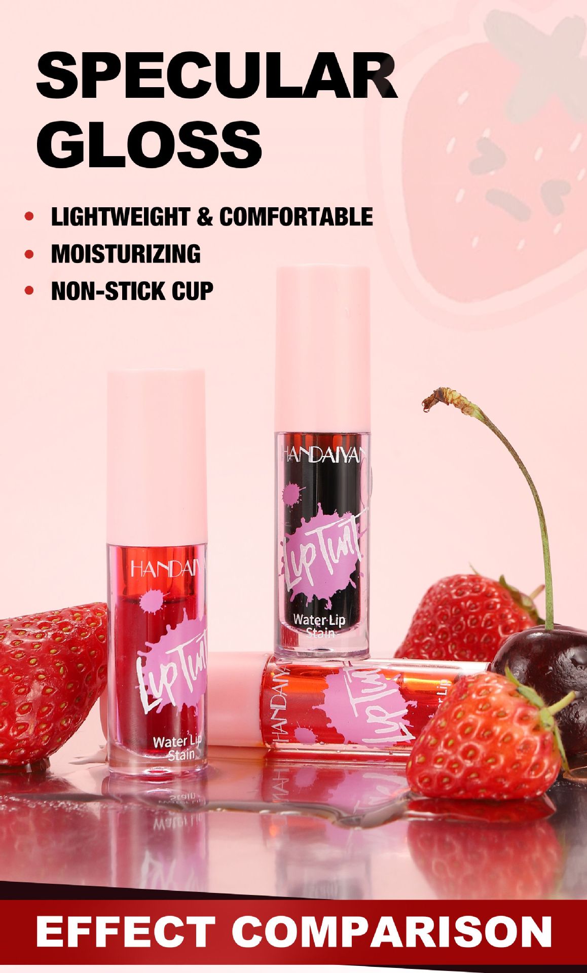 HANDAIYAN, a cross-border lipstick and watercolor makeup bestseller, offers 6 colors of long-lasting moisturizing lip gloss and non-stick cup dye lip liquid Item Picture