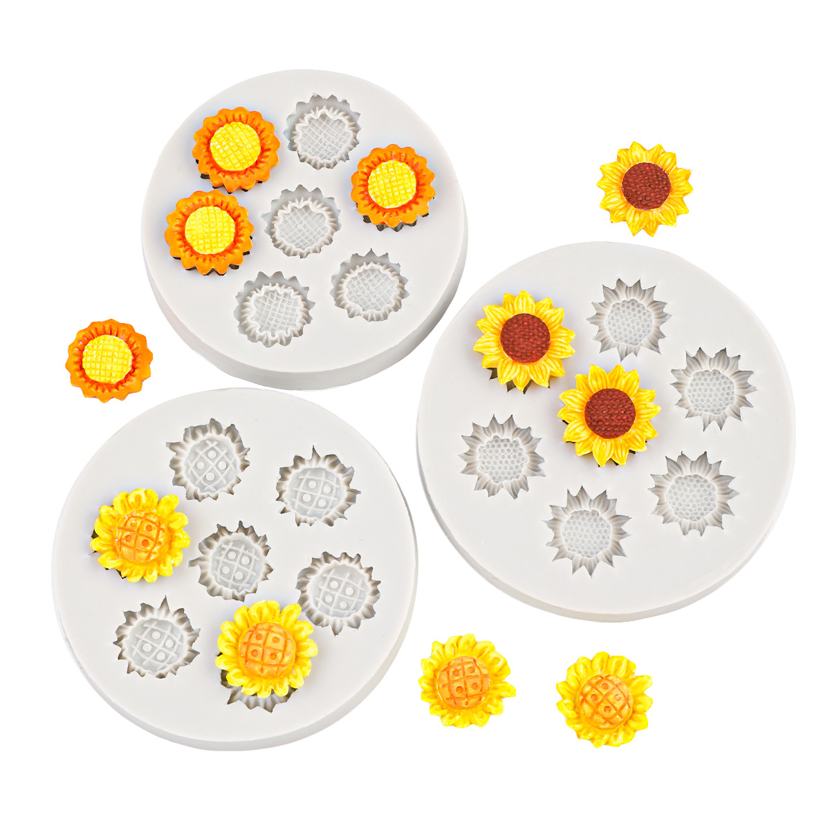 Molde de silicona de girasol de crisantemo pequeño Zou Ju Molde de silicona Molde de horneado de chocolate de girasol de crisantemo Molde de yeso de goteo