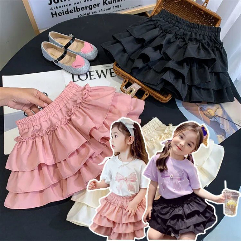 Girls Skirt Summer Dress 2025 New Style Kidsren's Cake Group Little Girl Short Skirt Tutu Skirt Princess Culottes