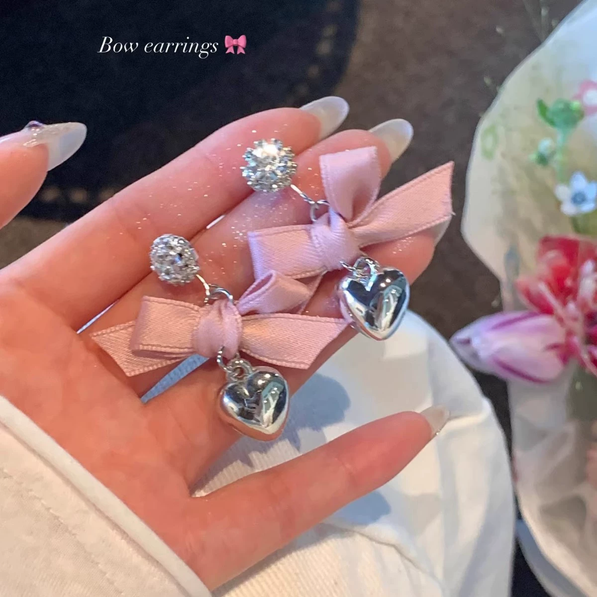 Серьги из серебра 925 с жемчужным бантиком, микровклейка цирконием, стиль 2026