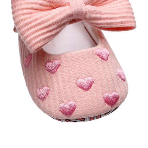 Autumn new embroidered heart bow princess shoes girls shoes baby non-slip toddler shoes wholesale