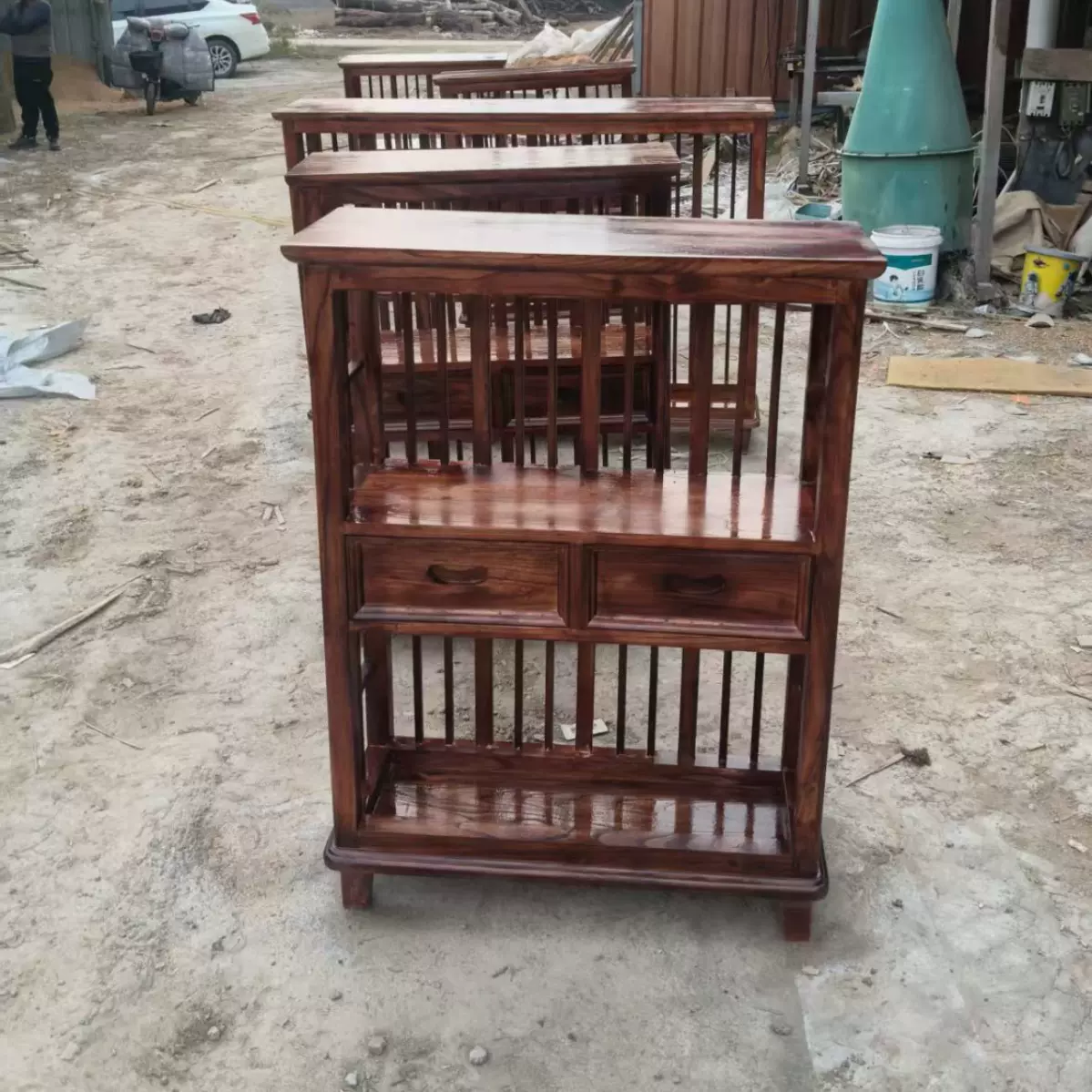 新中式老榆木餐边柜茶水柜家用办公室实木中式置物柜储物柜