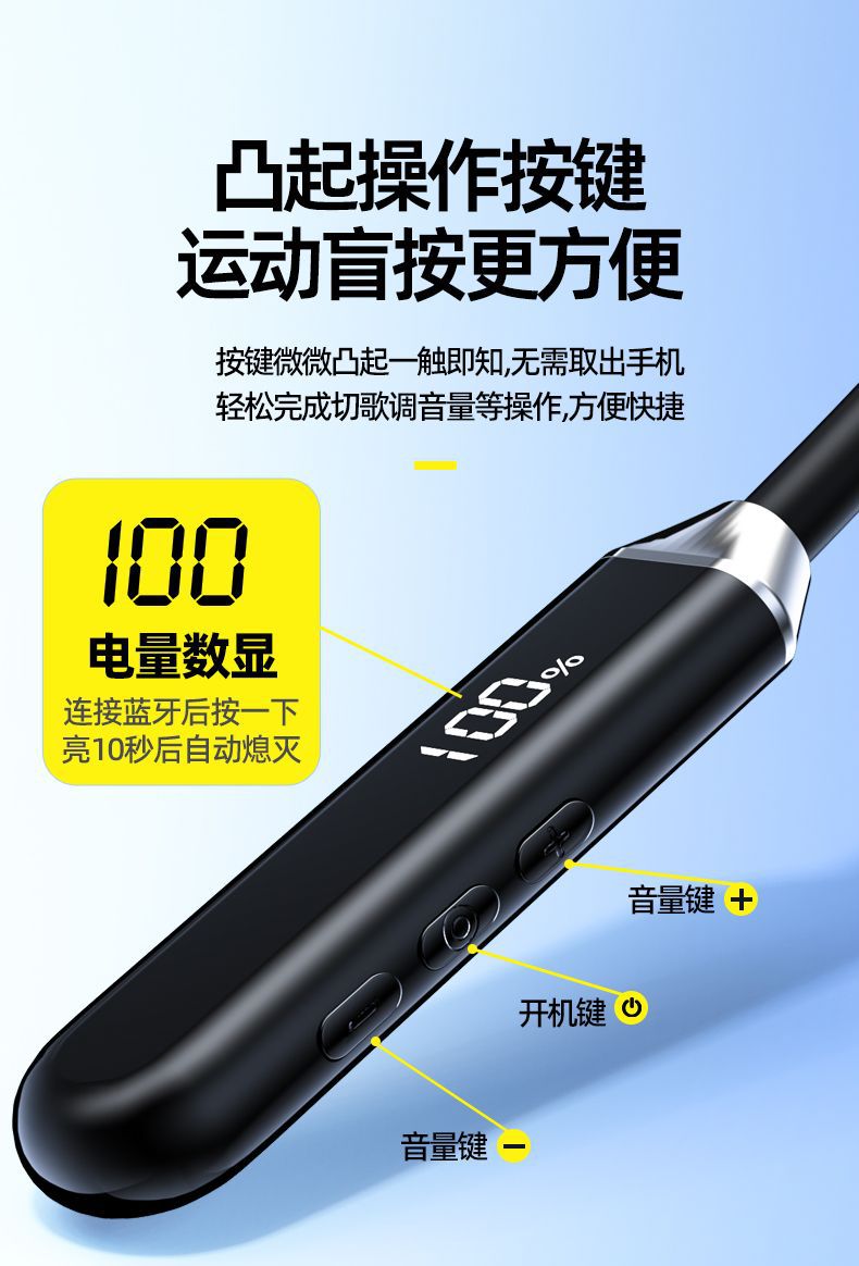 2025 new model Bluetooth earphones, wireless neckband type, ultra-long battery life, suitable for gaming on Apple, OPPO, Xiaomi, and vivo