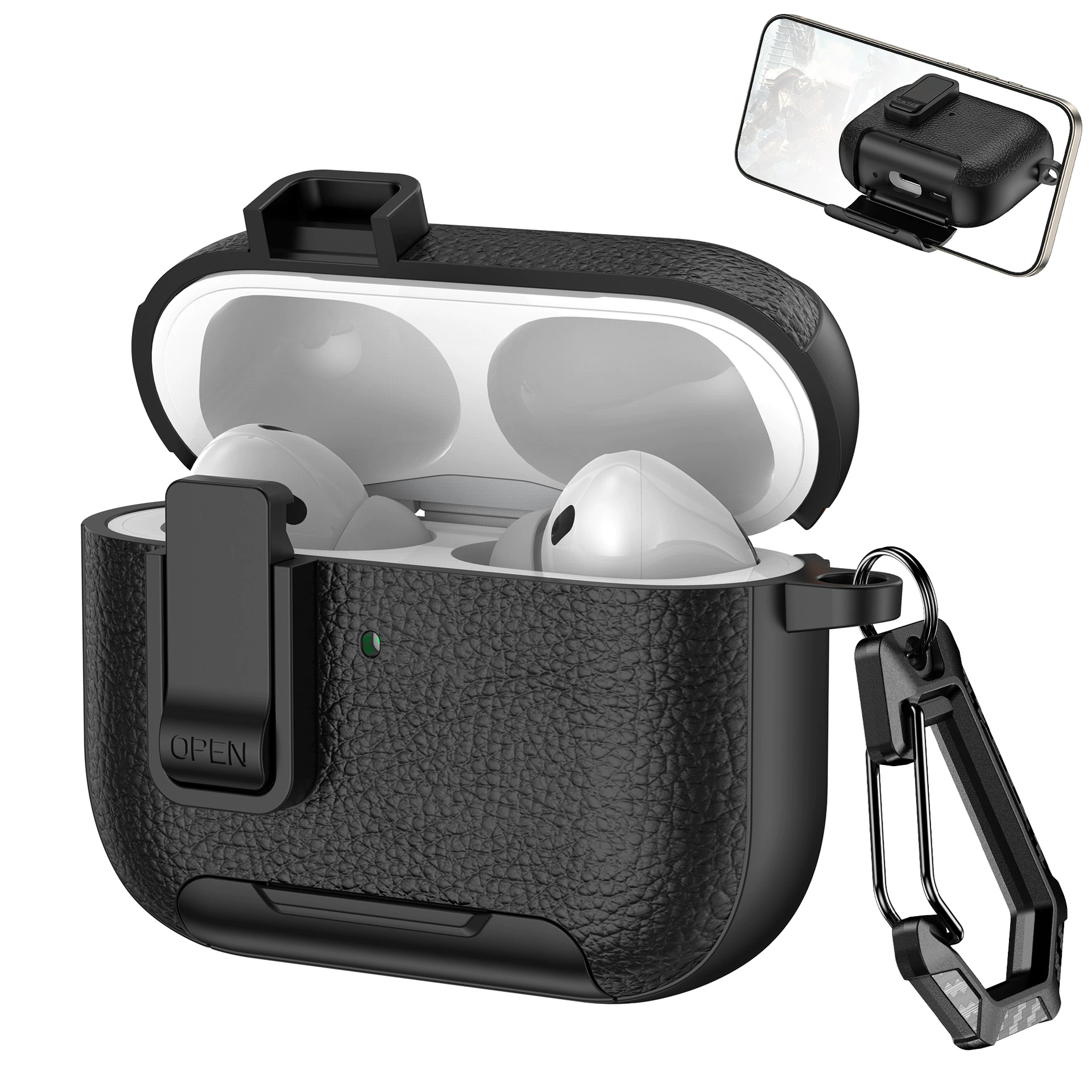 Подходит для наушников AirPods 4 раковина мобильного держателя замок Pro2 бизнес-мальчики наушники Pro3 простая кожаная отделка