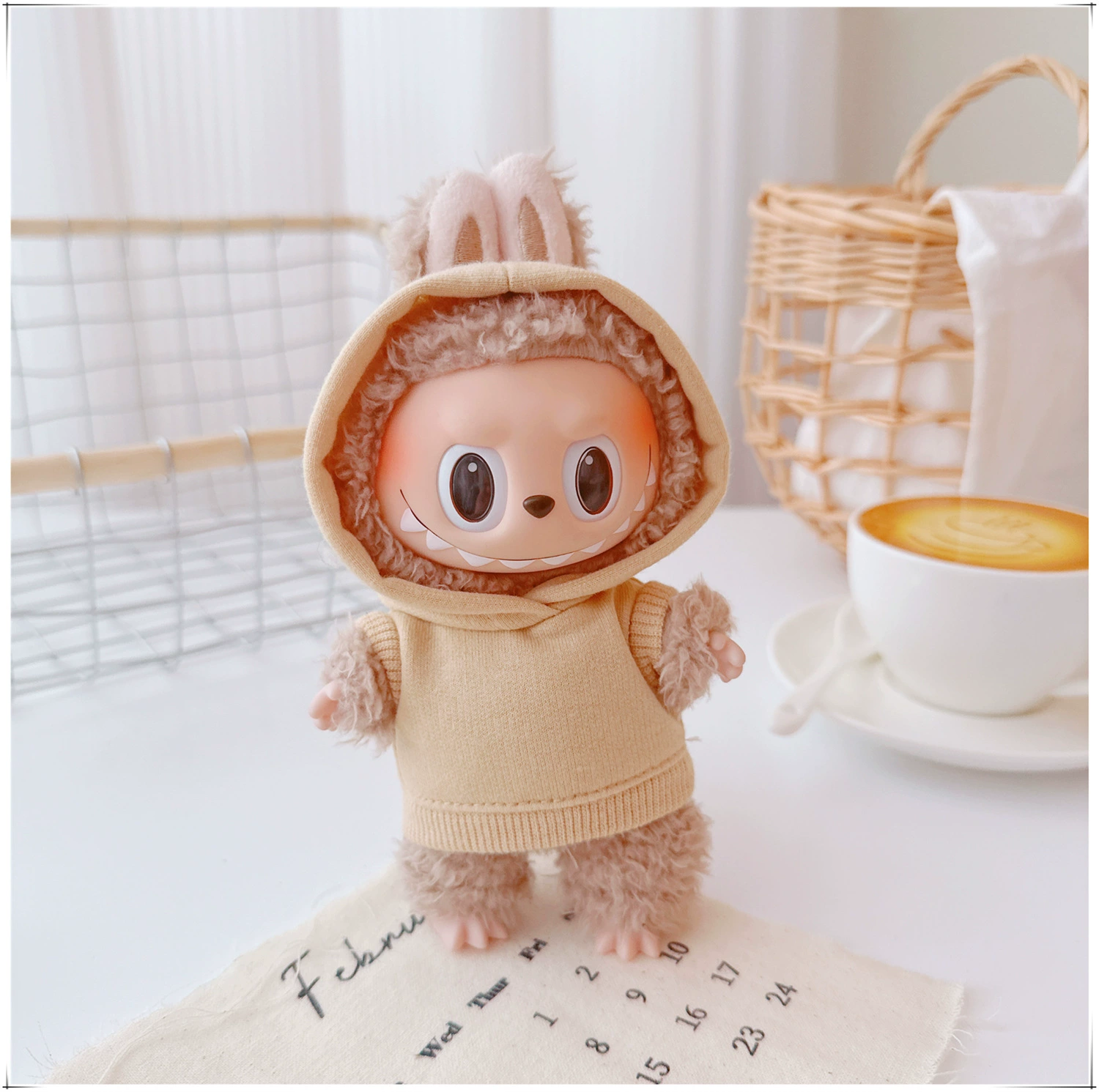 17см кукольная одежда Labubu, 10см хлопковая кукла Микки семейная черная, белая и серая модная толстовка худи штаны
