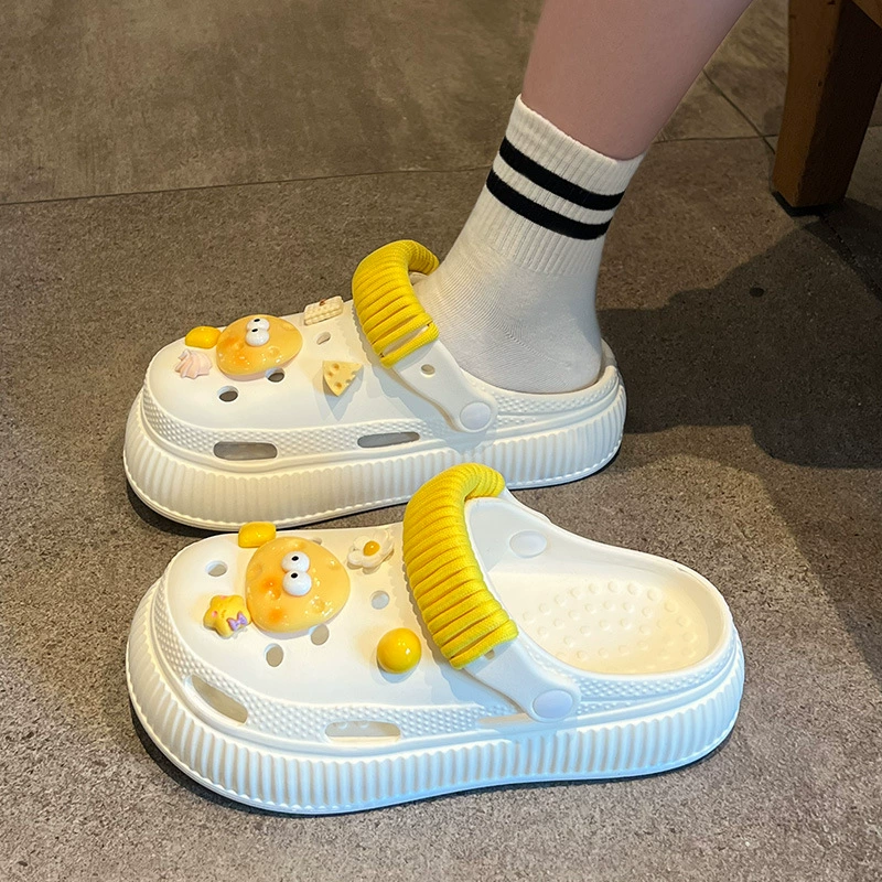 Обувь с дырками из ЭВА Shit Feeling DIY, женская летняя Домашняя одежда, Нескользящие износостойкие сандалии на толстой подошве, в наличии оптом