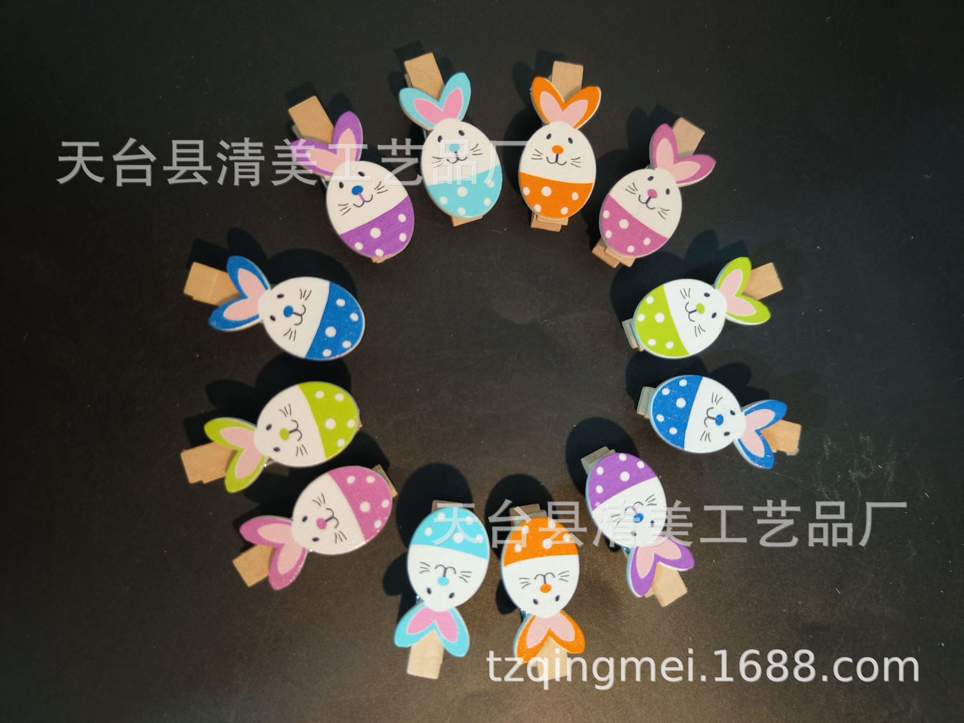 Conejo de dibujos animados pequeño clip de madera creativa hogar foto decoración clip árbol de Navidad hecho a mano adornos de madera decorativos colgante