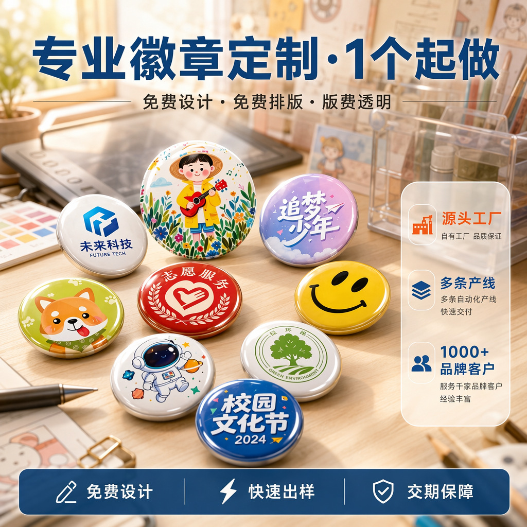 徽章定制二次元自印吧唧动漫明星物料周边礼品方形马口铁胸章
