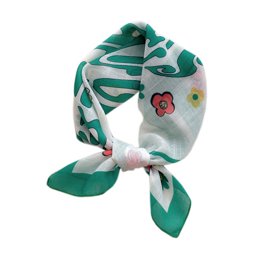 58 cotton and linen small square scarves for women, spring, autumn and summer headscarves, headbands, fashionable, versatile and decorative scarves